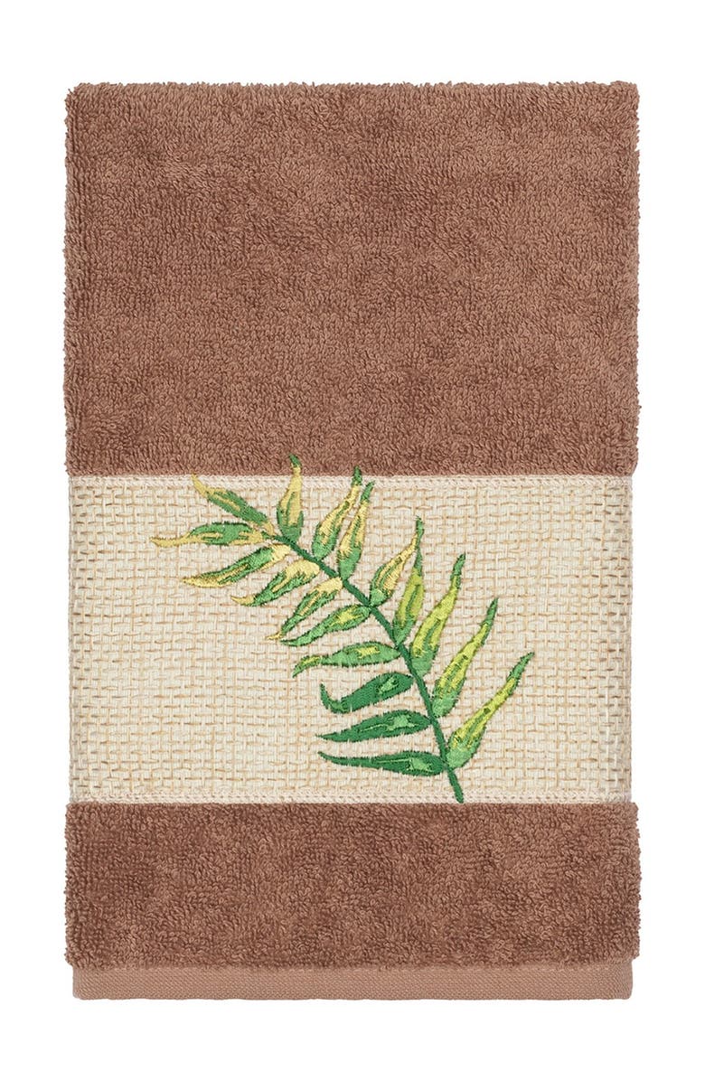 Linum Home Textiles Zoe Embellished Hand Towel - Latte, Main, color, Latte