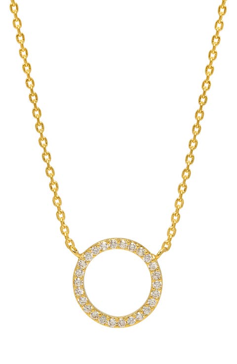 Large Pavé Crystal Circle Pendant Necklace