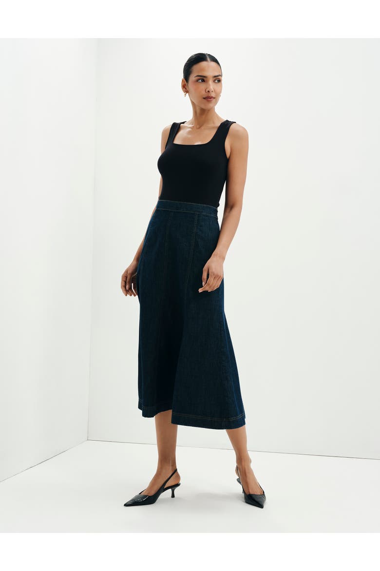 Dana Denim Midi Skirt, Alternate, color, Indigo