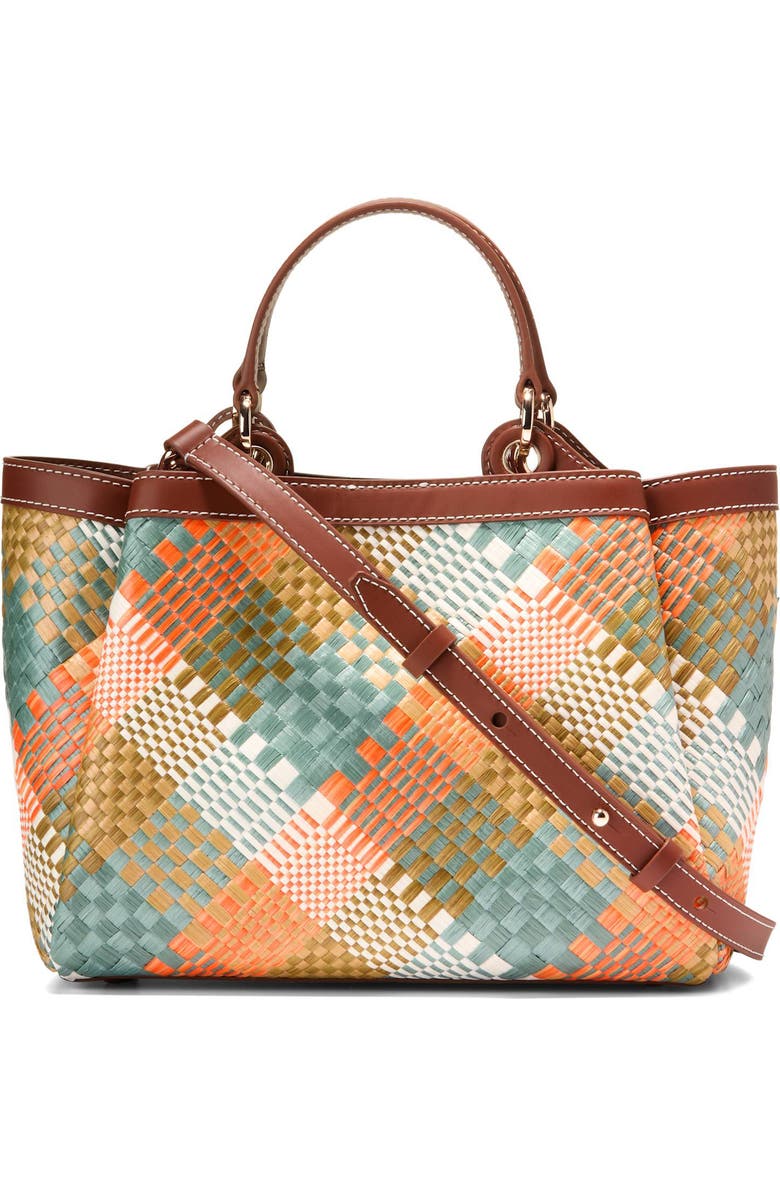 Cole Haan Small Midtown Crossbody Tote, Alternate, color, Multi Color Woven Raffia Print