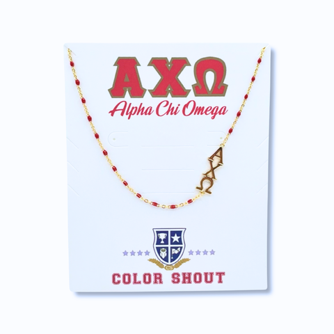 Alpha Chi Omega Greek Letter Side Set Necklace