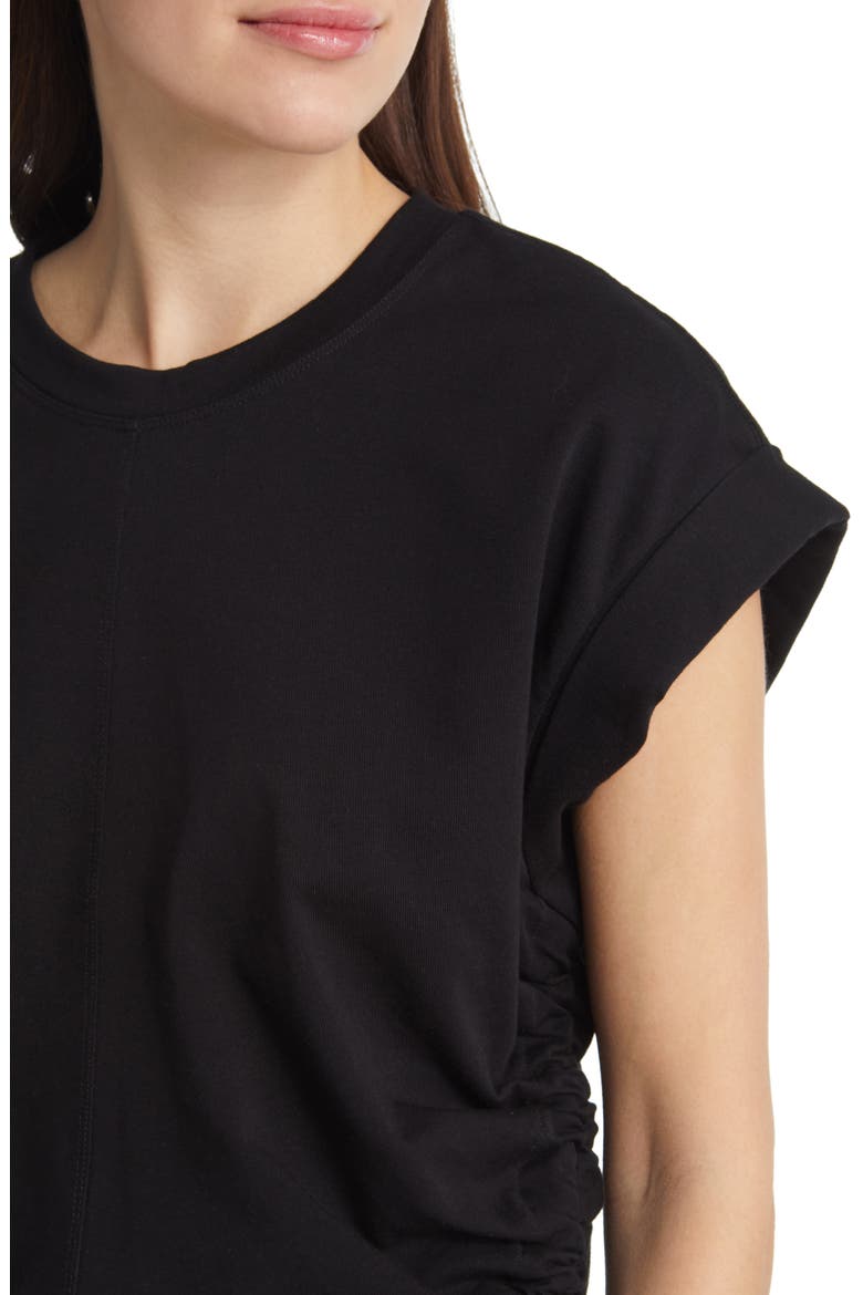 Mira Side Ruched Cotton Crop Top, Alternate, color, BLACK
