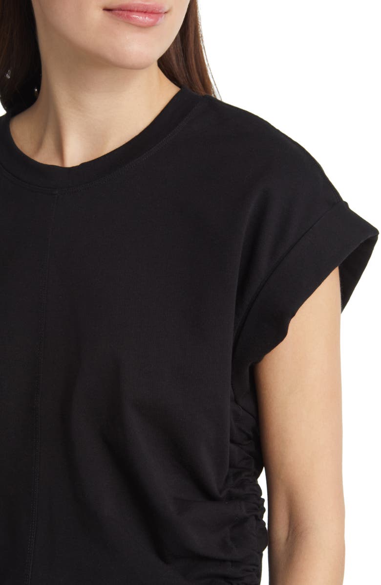 AllSaints Mira Side Ruched Cotton Crop Top, Alternate, color,