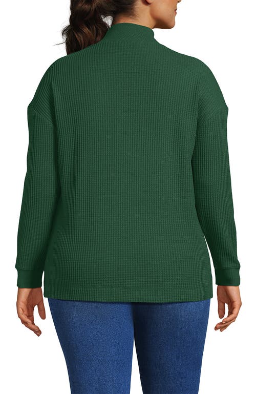 Lands' End Long Sleeve Waffle Shawl Collar Henley In Green