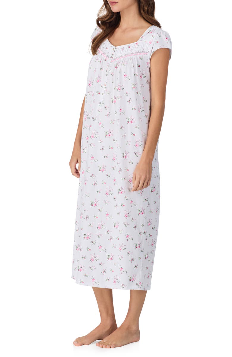 Eileen West Floral Cap Sleeve Cotton Nightgown, Alternate, color, Pink Bouquet