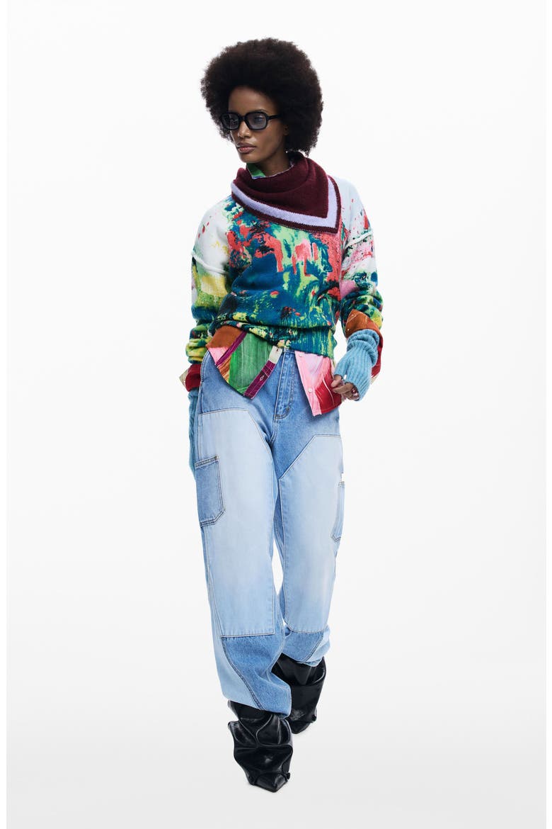 Splatter Print Sweatshirt, Alternate, color, BRIGHT GREEN