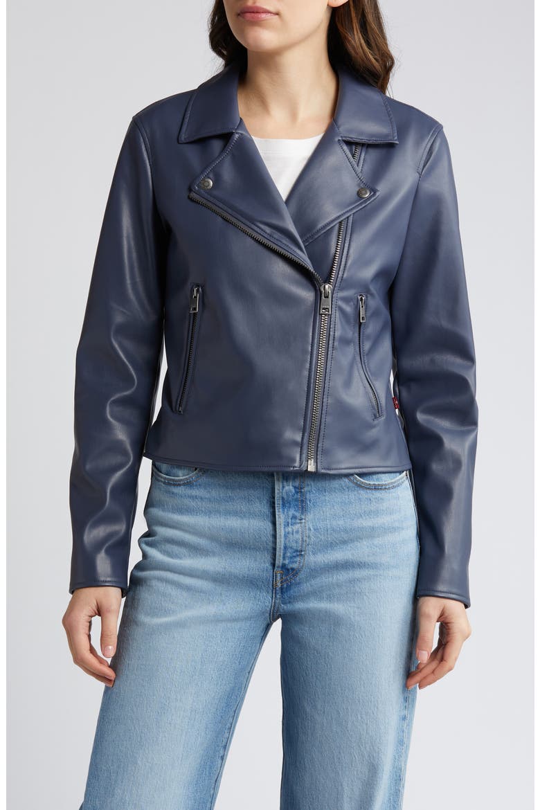 Shrunken Faux Leather Moto Jacket, Alternate, color, ODYSSEY GREY