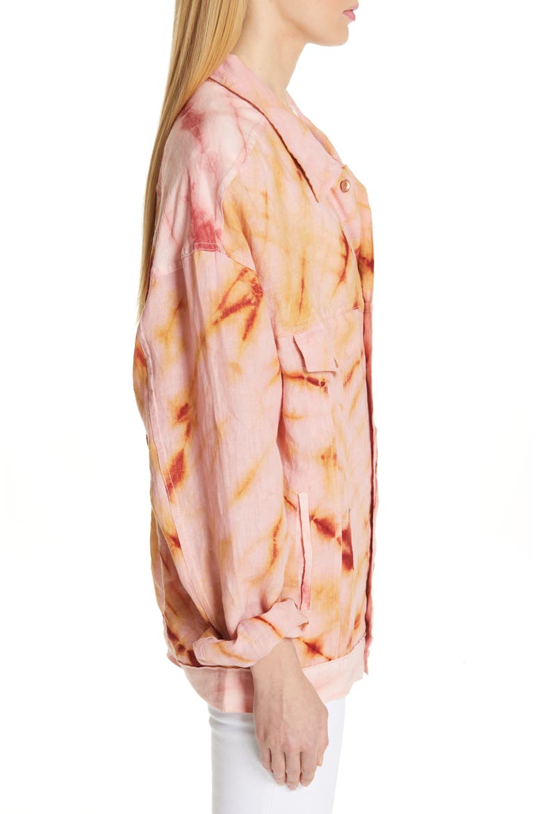 Monday Tie Dye Linen Jacket, Alternate, color, RASPBERRY RIPPLE