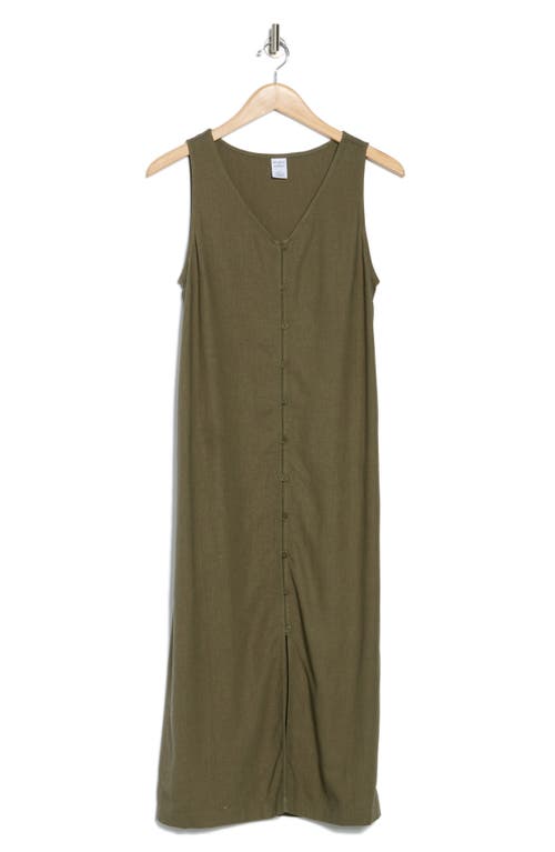 Shop Melrose And Market Button Front Midi Dress In Olive Kalamata