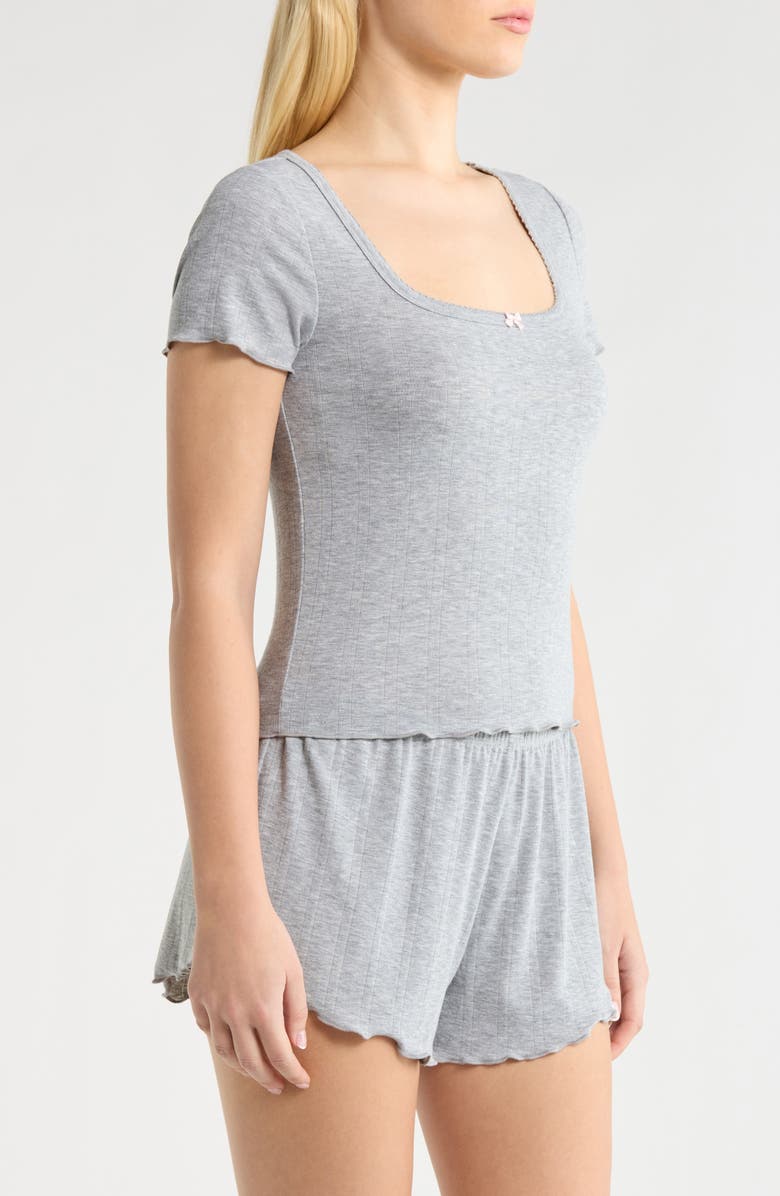 Open Edit Pointelle Knit Short Pajamas, Alternate, color, Grey Heather