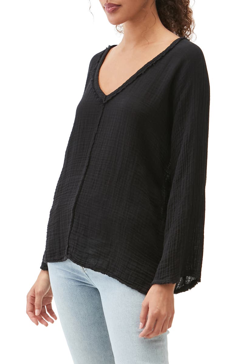 Michael Stars Gio Flare Sleeve Cotton Gauze Top, Alternate, color,