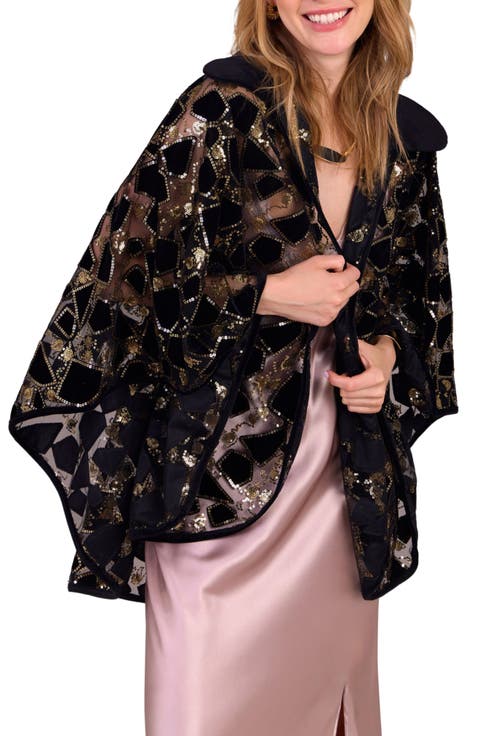 Sequin Velvet Cape