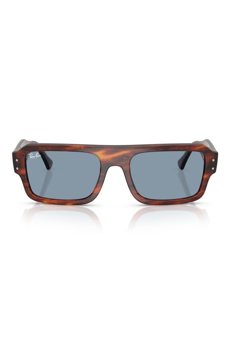 56mm Rectangular Sunglasses, Main, color, STRIPED HAVANA