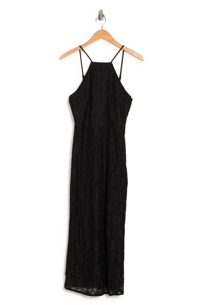 Halter Lace Midi Dress, Alternate, color, BLACK