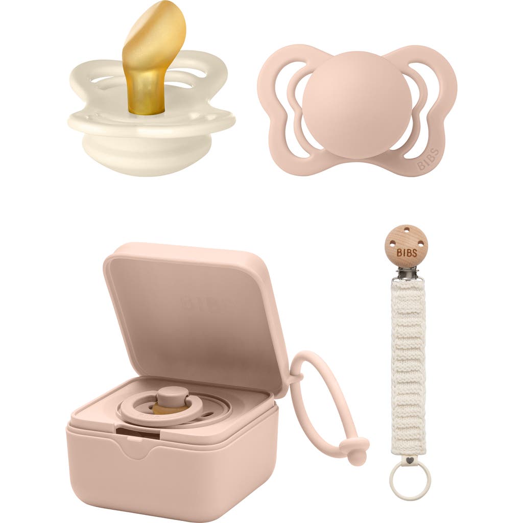 BIBS Pacifer, Pacifier Box & Pacifier Clip Set in Ivory/Blush at Nordstrom