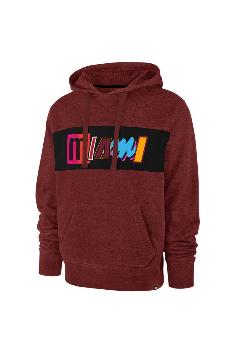 Men's '47 Red Miami Heat 2021/22 City Edition Wordmark Chest Pass Pullover Hoodie, Alternate, color, Red