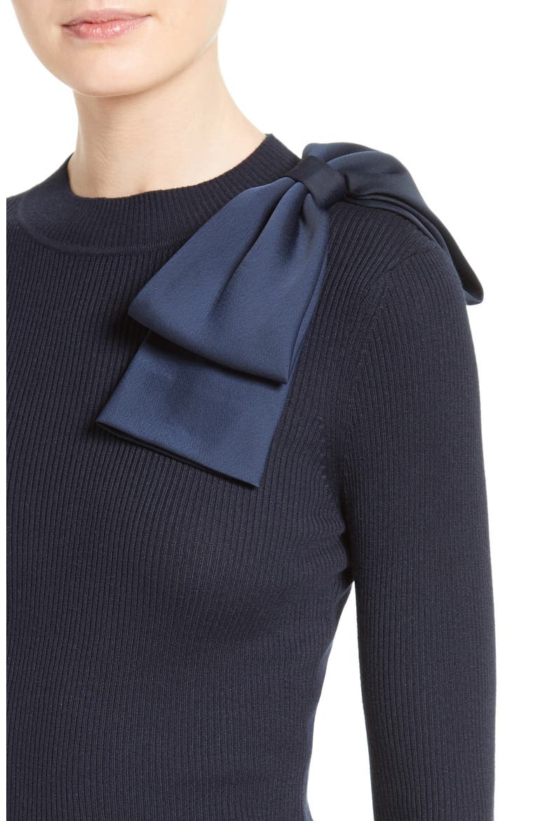 Nehru Rib Knit Jumper, Alternate, color, DARK BLUE