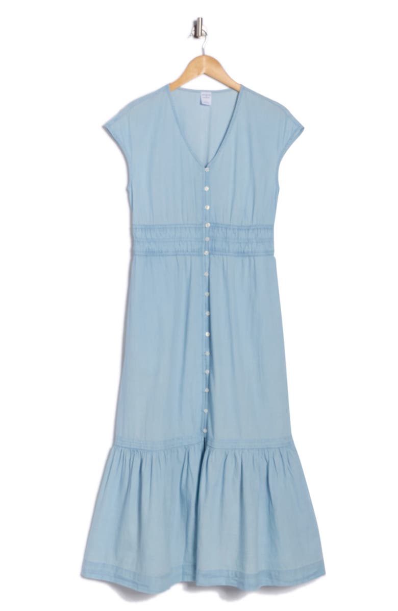 Melrose and Market Smocked Waist Chambray Dress, Alternate, color, Light Wash