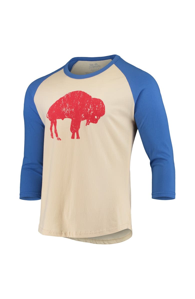Majestic Threads Men's Majestic Threads Cream/Royal Buffalo Bills Gridiron Classics Raglan 3/4-Sleeve T-Shirt, Alternate, color, 