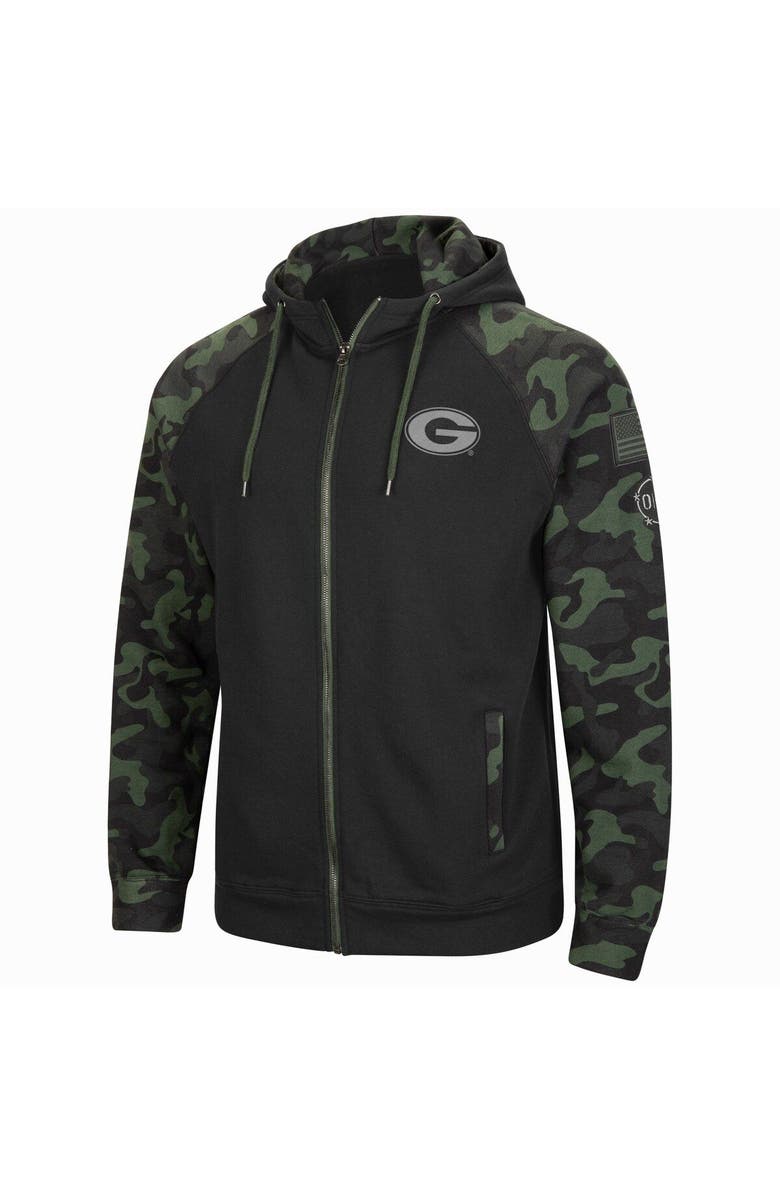 COLOSSEUM Men's Colosseum Black/Camo Georgia Bulldogs OHT Military Appreciation Raglan Full-Zip Hoodie, Alternate, color, 