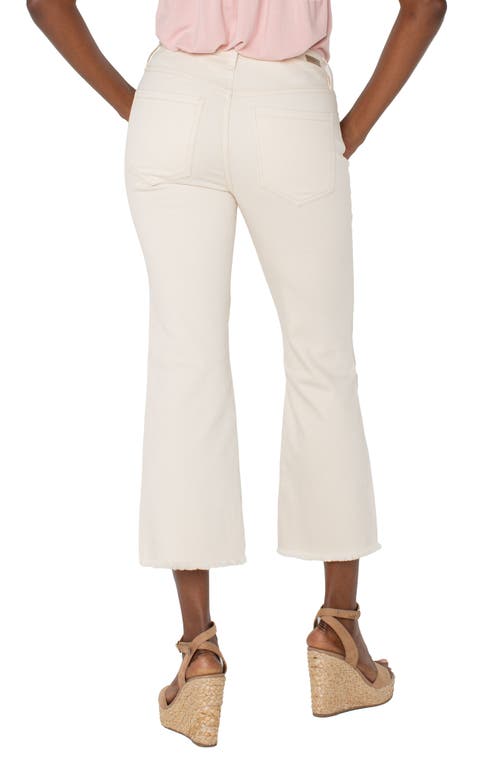 Shop Liverpool Los Angeles Hannah Floral Embroidered Frayed Crop Flare Jeans In Ecru Abstrct Floral
