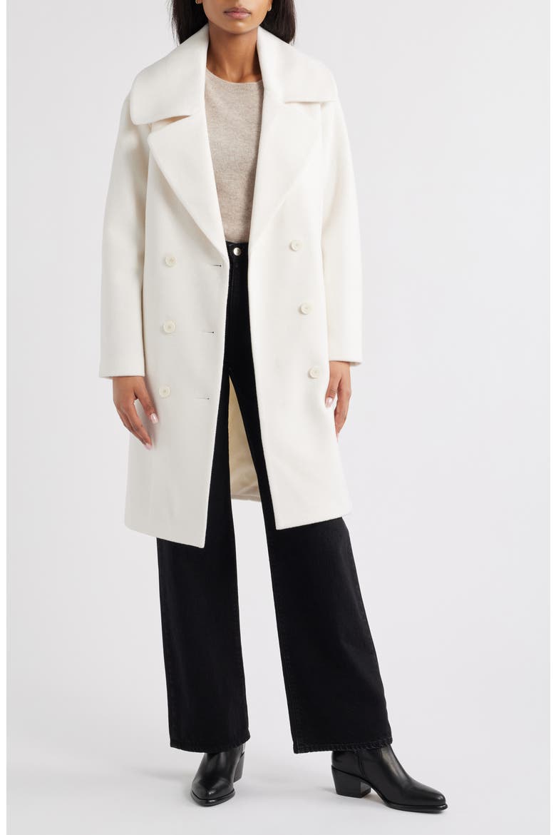 Double Breasted Knit Coat, Alternate, color, WHITE