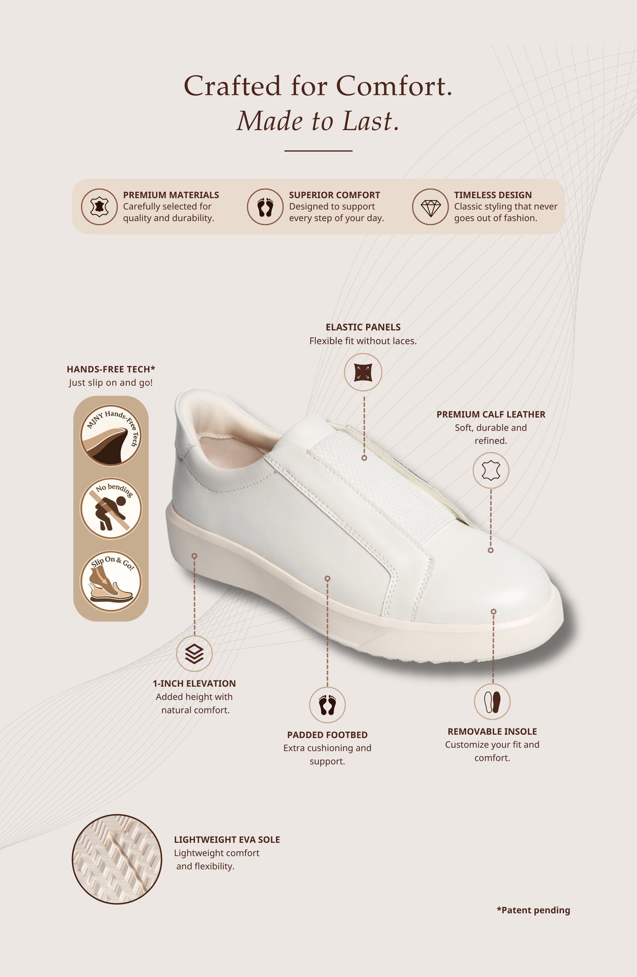 Bond St Hands Free Technology Leather Slip On Sneaker, Alternate, color, White Napa Leather