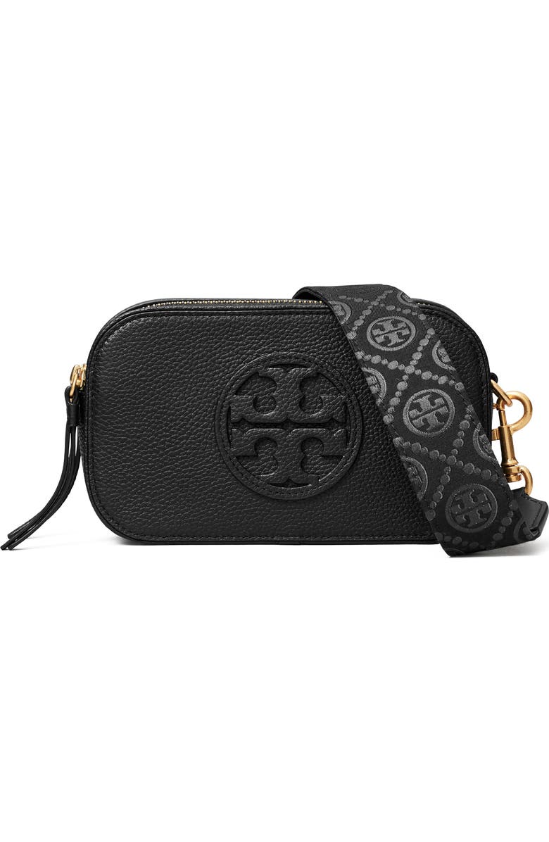Tory Burch Mini Miller Leather Crossbody Bag, Main, color, Black