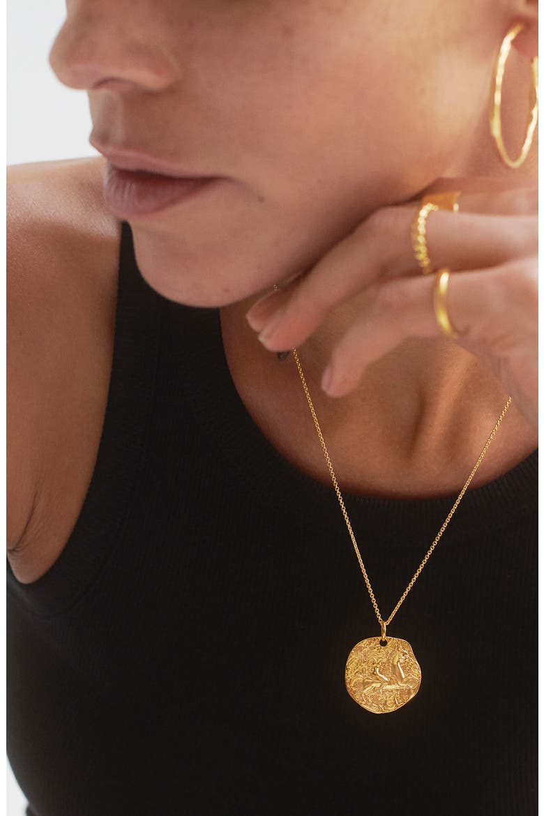 Goddess Coin Pendant Charm, Alternate, color, 18CT GOLD VERMEIL/SS