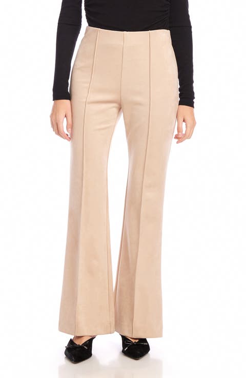 Faux Suede Straight-Leg Woven Pants for Women