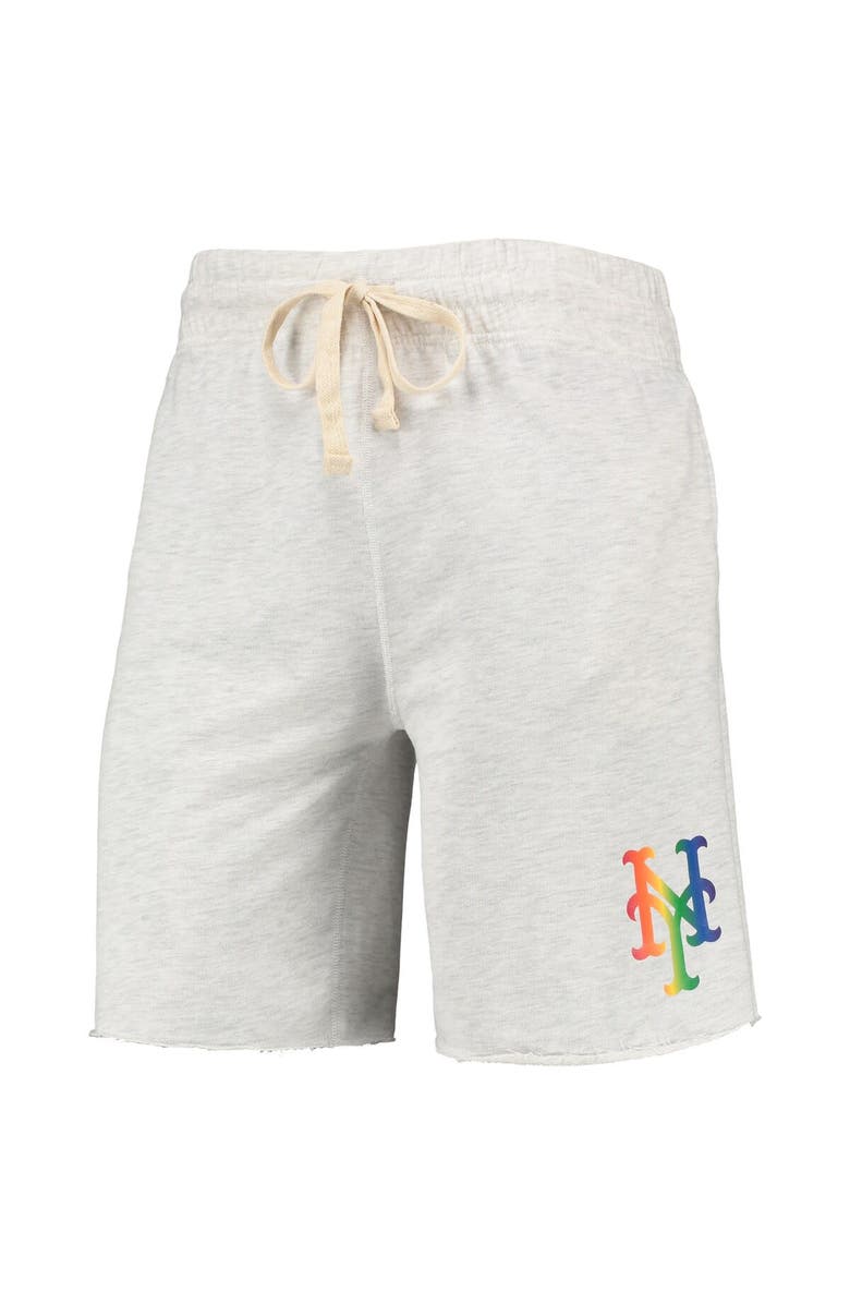 CONCEPTS SPORT Men's Concepts Sport Oatmeal New York Mets Mainstream Logo Terry Tri-Blend Shorts, Alternate, color, Oatmeal