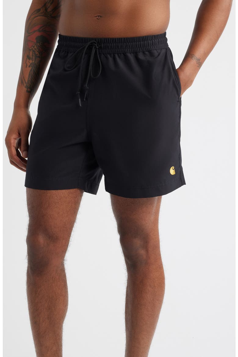 Chase Swim Trunks, Main, color, BLACK / GOLD