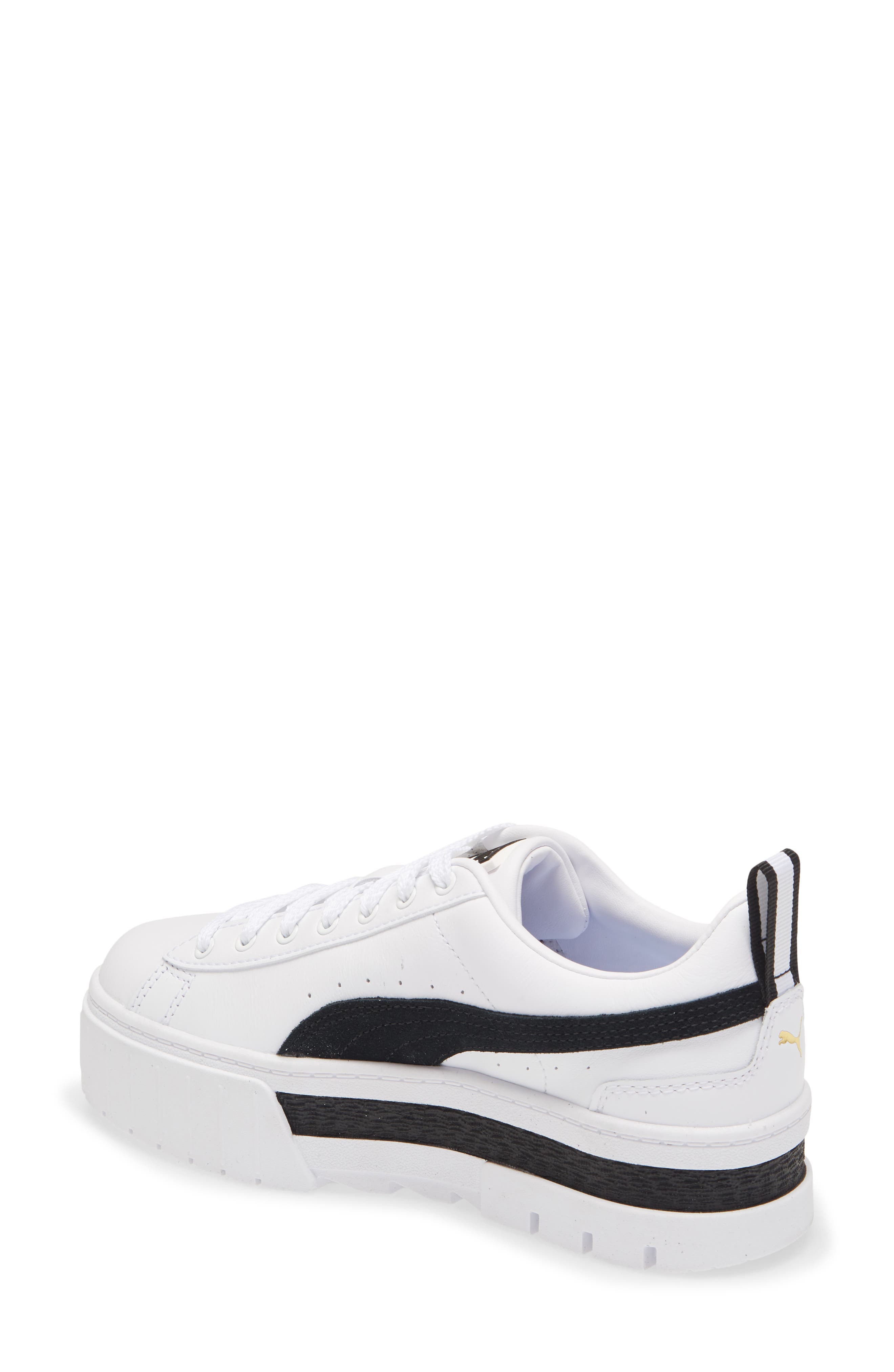 PUMA Mayze Leather Platform Sneaker, Alternate, color, Puma White/ Puma Black
