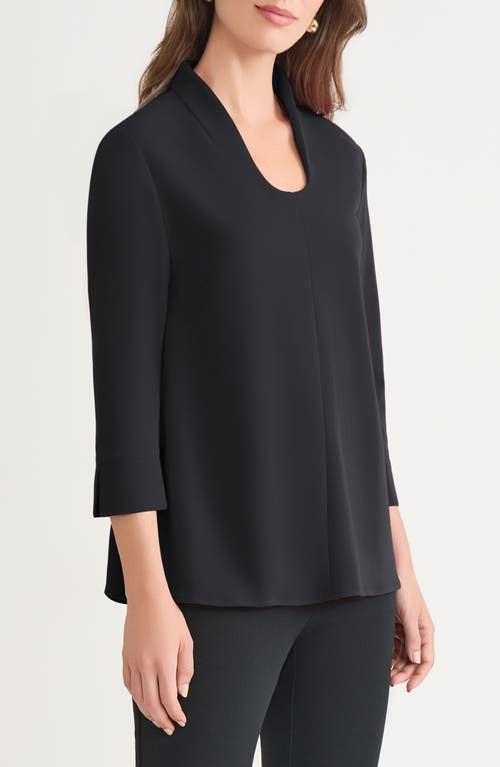 Ming Wang Stretch Deco Crepe Top In Black