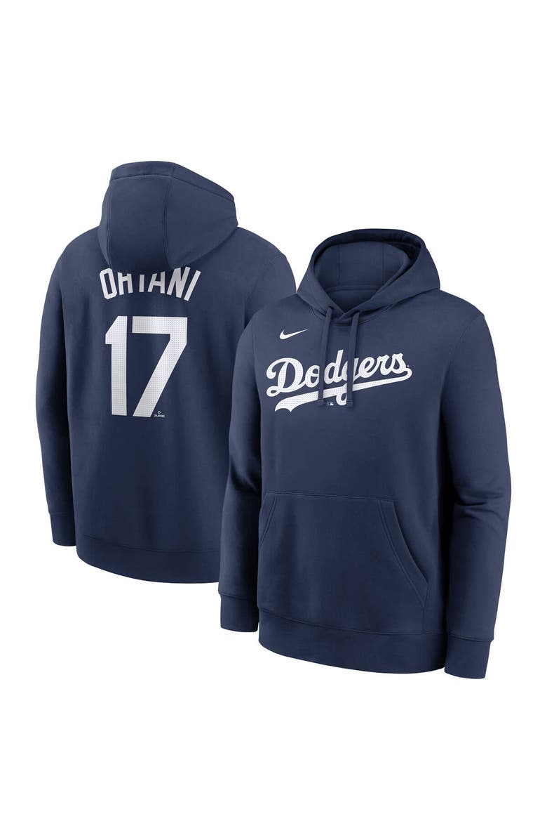 Nike Men's Nike Shohei Ohtani Navy Los Angeles Dodgers Player Name & Number Club Fleece Pullover Hoodie, Alternate, color,