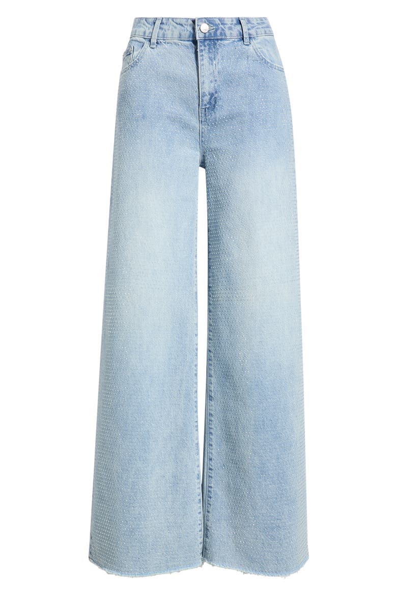 Rhinestone Wide Leg Jeans, Alternate, color, INDIGO