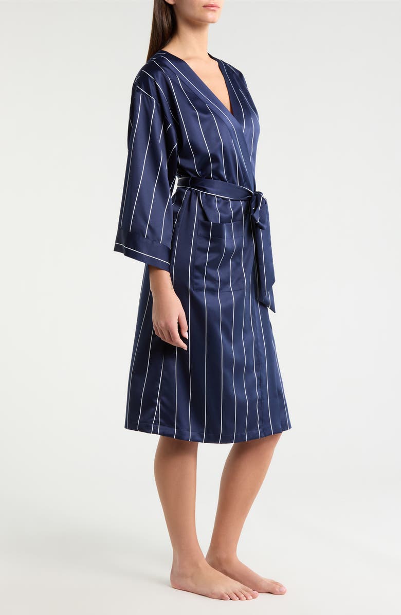 Nordstrom Satin Robe, Alternate, color, Navy- White Calm Pinstripe