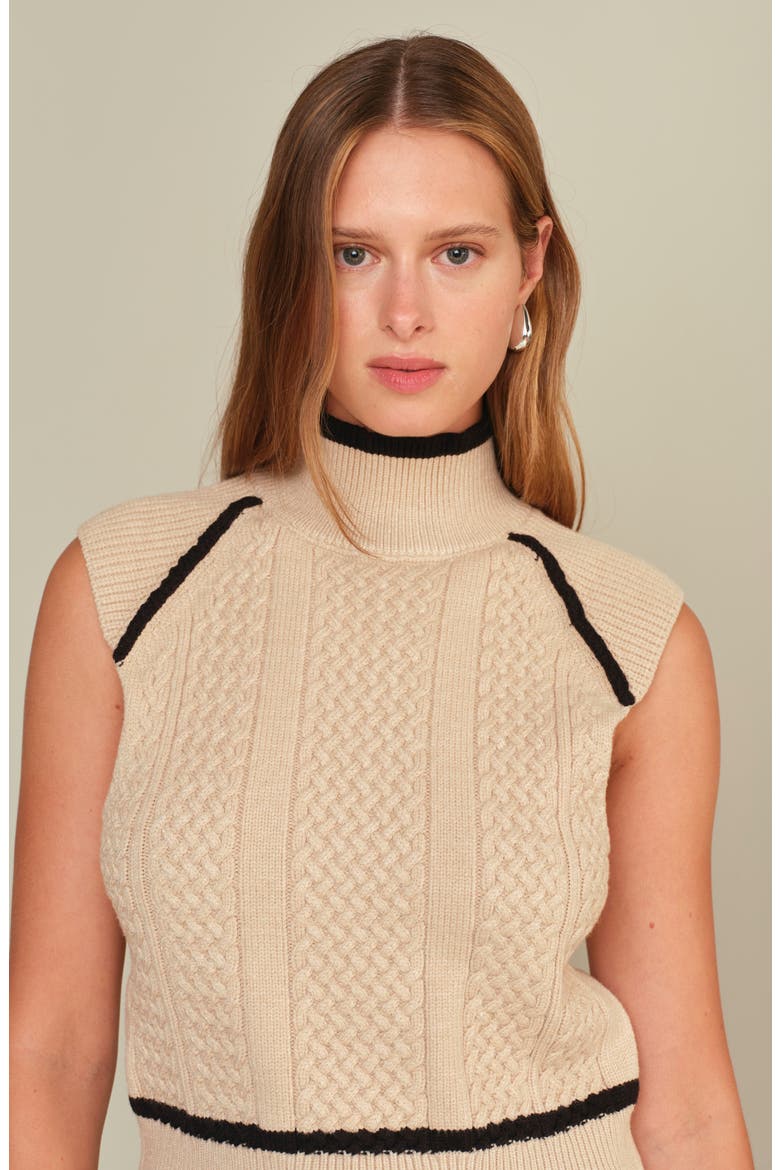 Joe Mock Neck Knit Vest, Alternate, color, ECRU MELANGE WITH BLACK