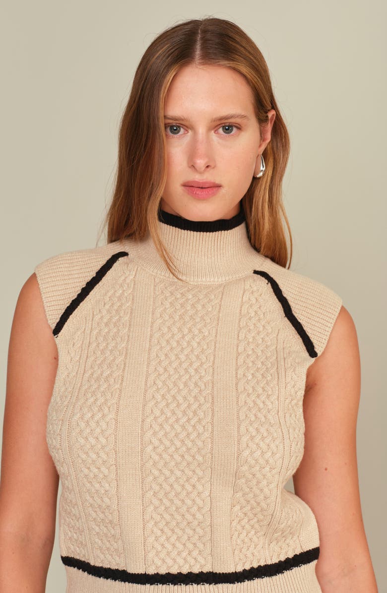 DELUC Joe Mock Neck Knit Vest, Alternate, color, Ecru Melange With Black