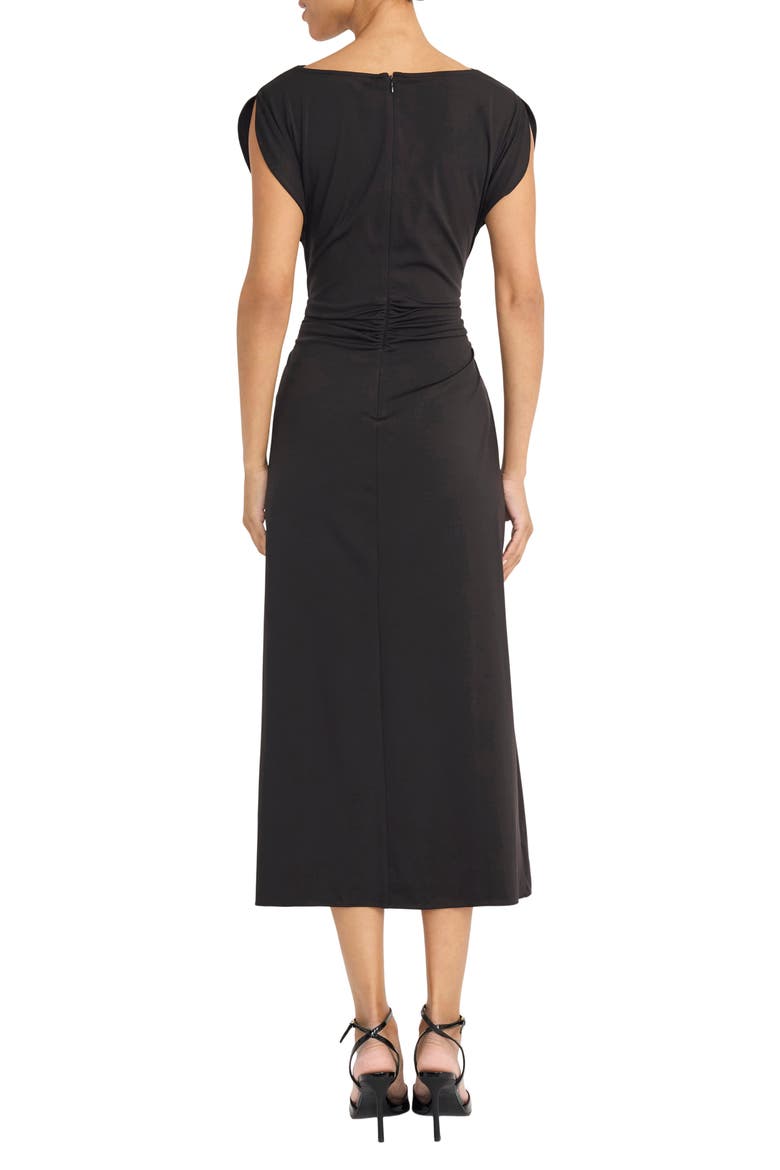 Gathered Midi Dress, Alternate, color, BLACK