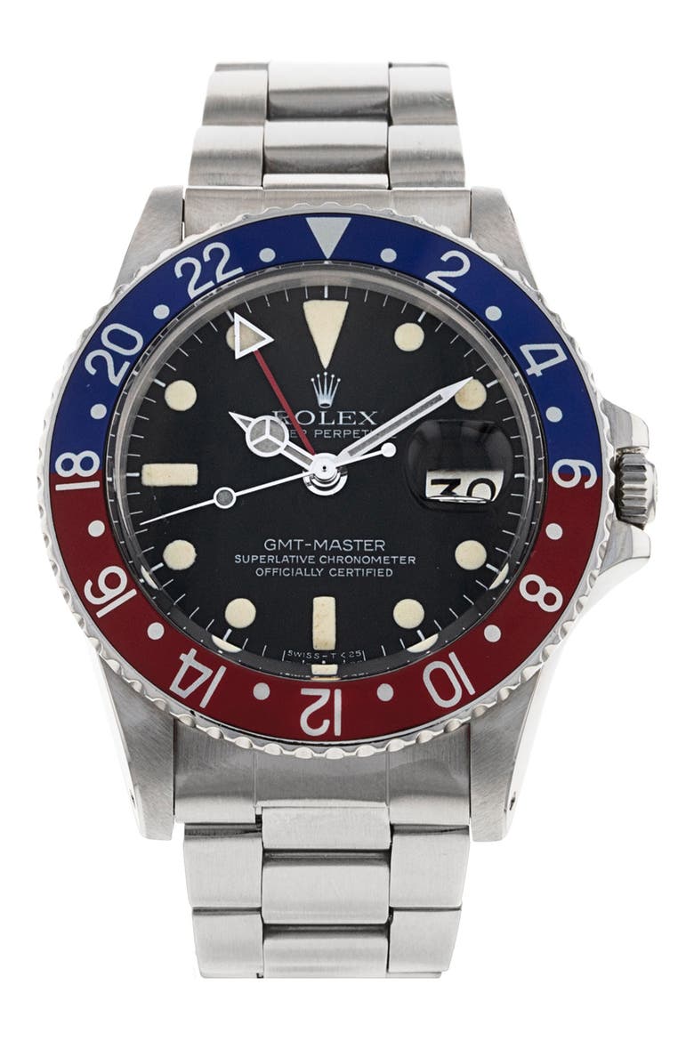 Rolex Preowned GMT Master Bracelet Watch, 40mm, Main, color, BLACK/SILVER