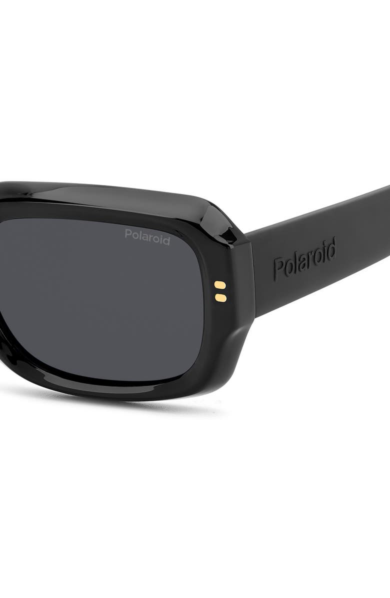 Polaroid 51mm Polarized Rectangular Sunglasses, Alternate, color, Black/ Grey Polar