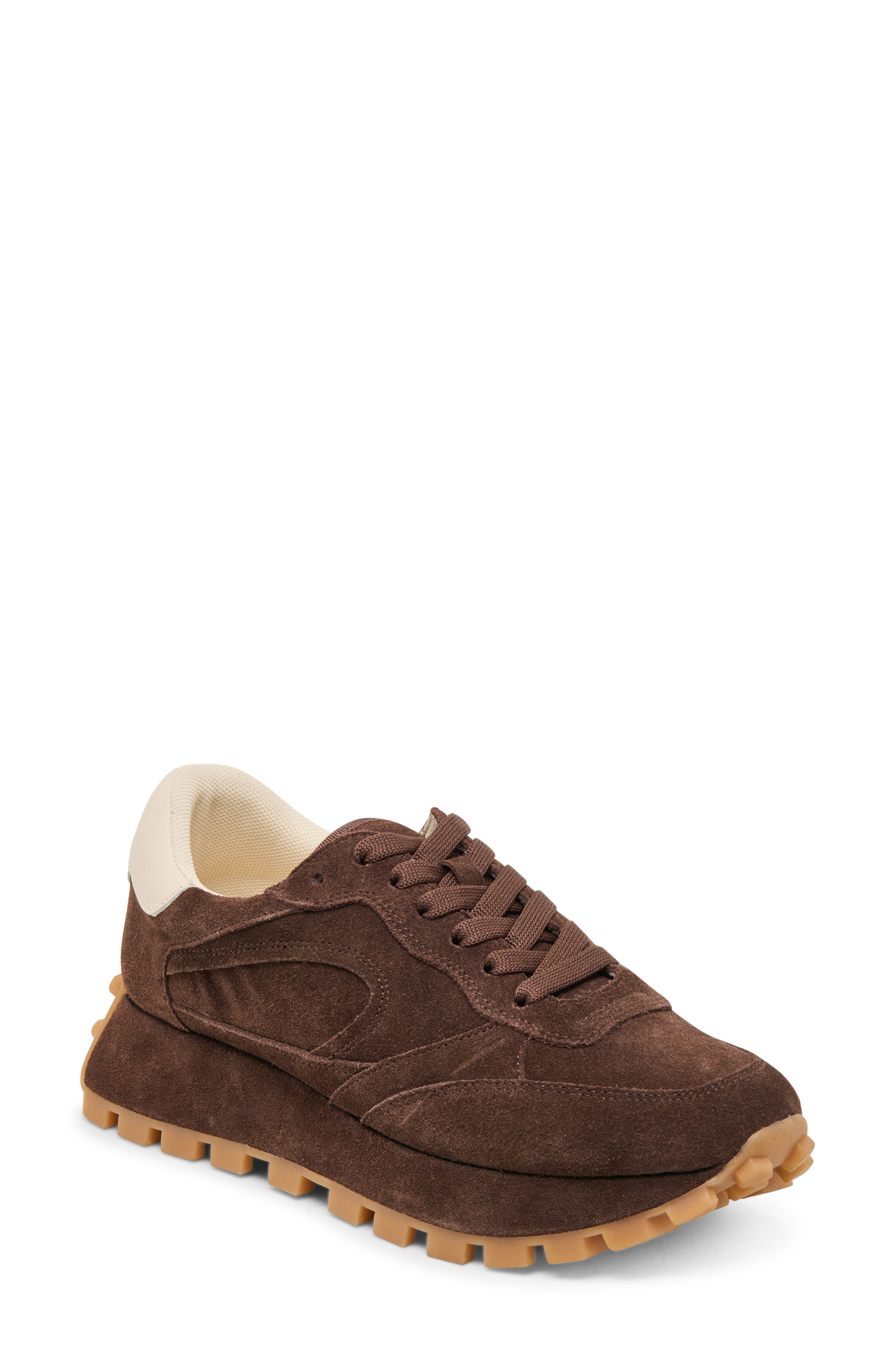 Dolce Vita Tricia Sneaker, Main, color, Dark Brown Suede
