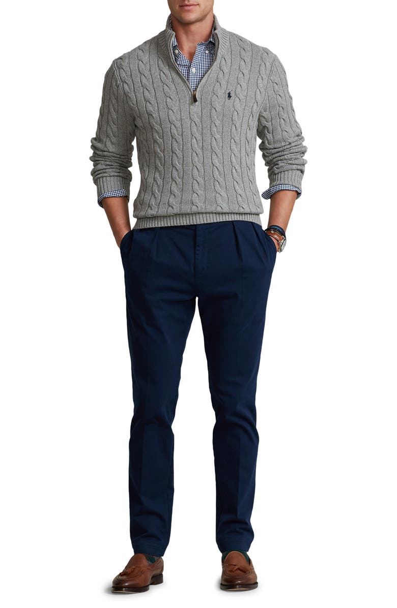 Polo Ralph Lauren Cable Knit Half Zip Cotton Blend Pullover, Alternate, color, 