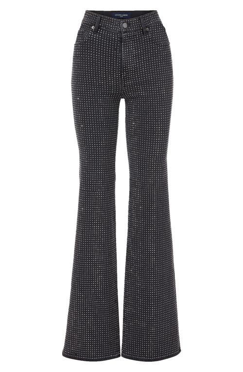 Veronica Beard Crosbie Crystal Embellished High Waist Slim Wide Leg Jeans In Black