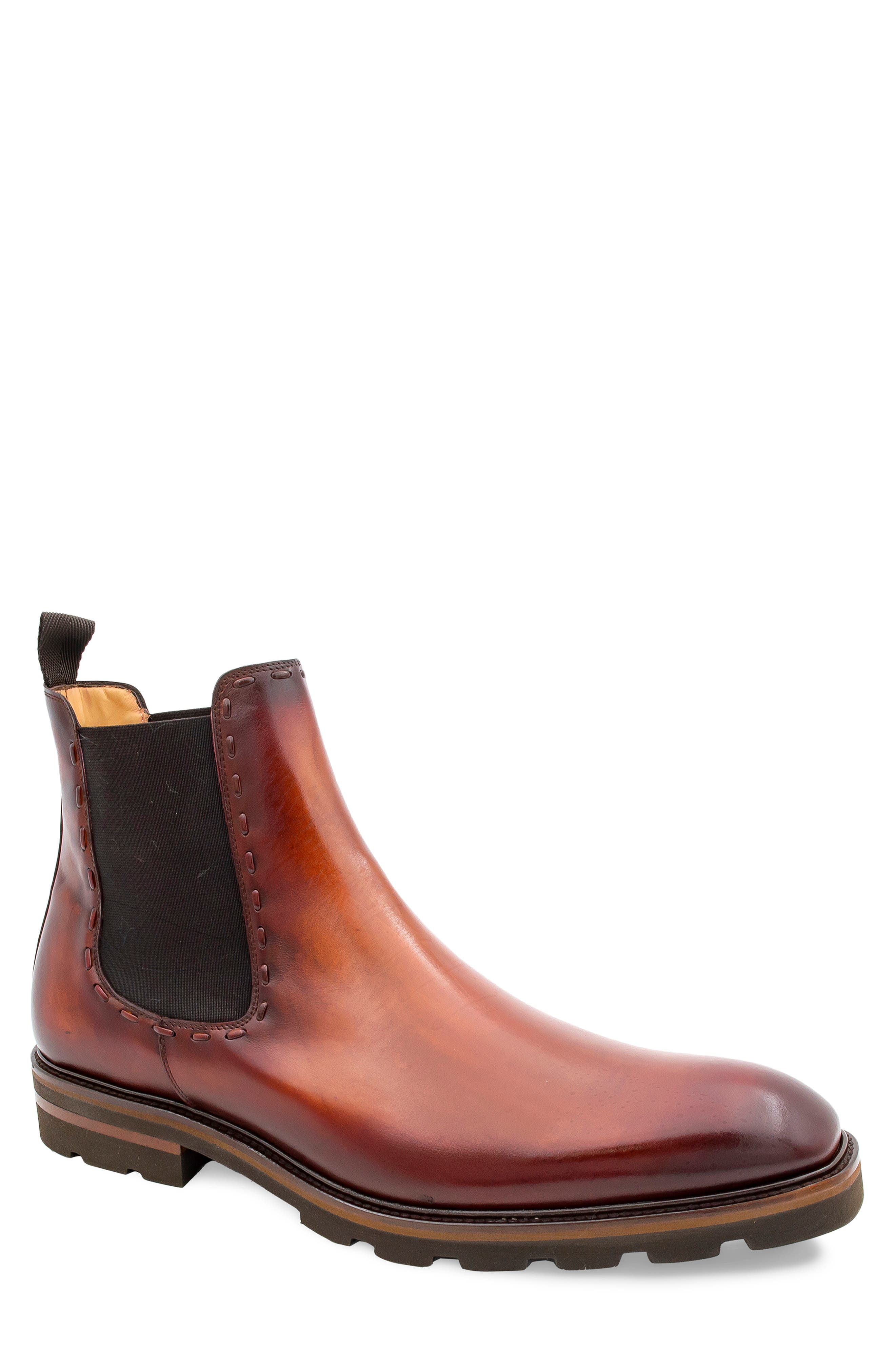 Lugged Chelsea Boot, Main, color, COGNAC RUST