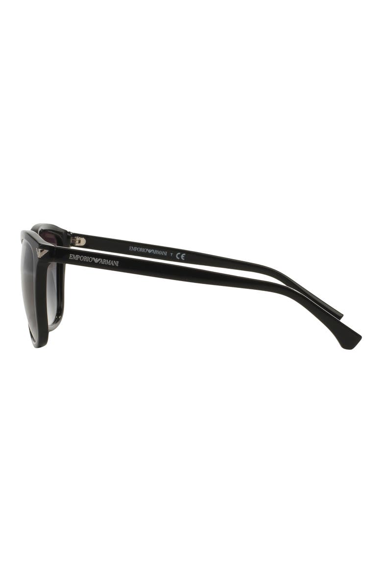 56mm Square Sunglasses, Alternate, color, SHINY BLACK / GRADIENT GREY