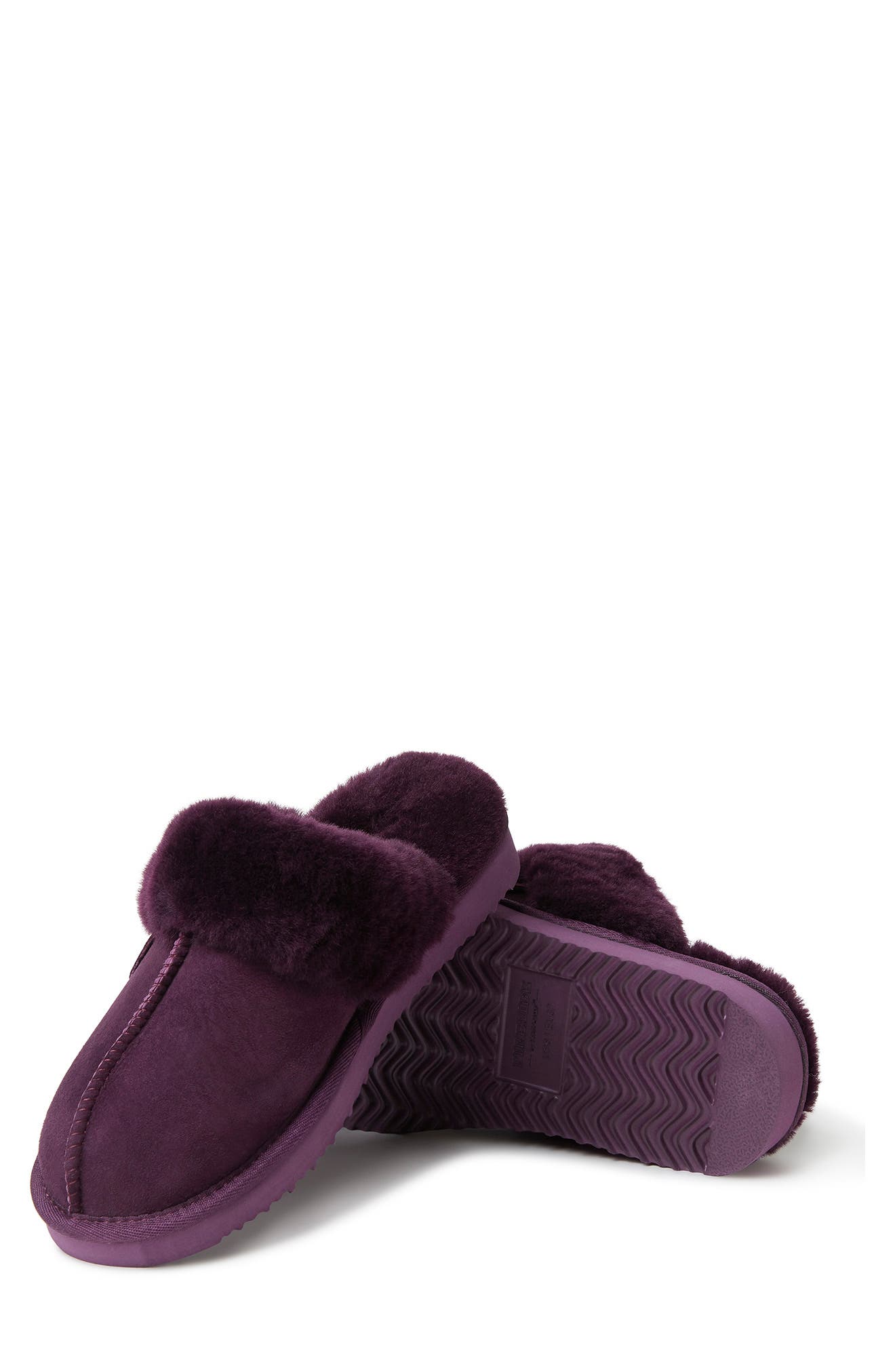 Sydney Water Resistant Genuine Shearling Scuff Slipper - Wide Width Available, Alternate, color, AUBERGINE