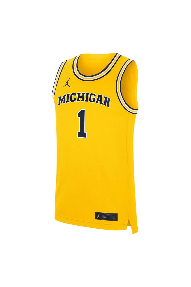 Men's Jordan Brand #1 Maize Michigan Wolverines Alternate Replica Jersey, Alternate, color, Maize