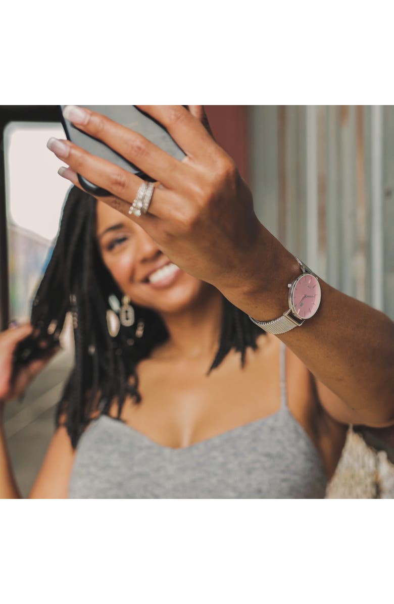 NCMPRBL Advance Blush Mesh Strap Watch, 36MM, Alternate, color, Silver/Pink